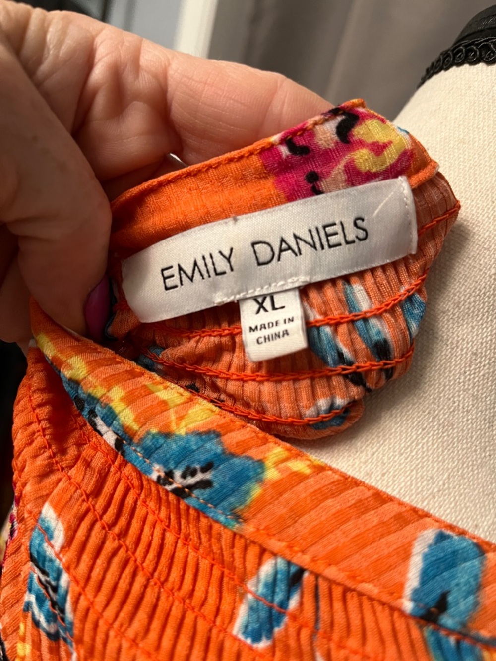 Floral Orange Henley Tunic Top - Picture 5 of 5